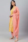 Mustard Poly Silk Floral Embroidery 3 Piece Set - Style Like A Diva