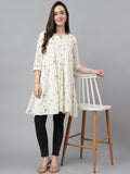 off - white cotton print flared tunic top - Style Like A Diva