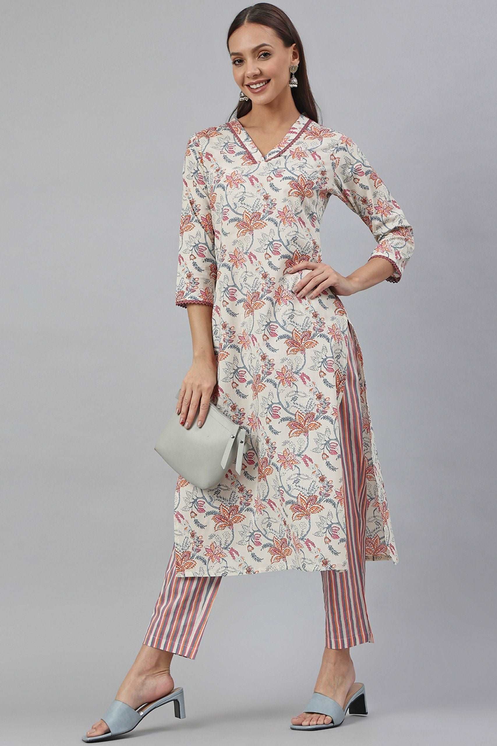 Off - White Cotton Printed Kurta - Style Like A Diva