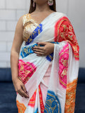 Special Edition Sawan Special Bandhej Saree in Gaji Silk with Gota Patti Handwork