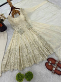 Elegant Embroidered Crunchy Silk Anarkali Set