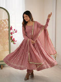 Roman Silk Embroidered Anarkali Suit Set with Jarkan Dupatta