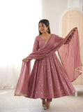 Roman Silk Embroidered Anarkali Suit Set with Jarkan Dupatta
