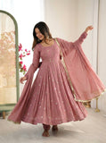 Roman Silk Embroidered Anarkali Suit Set with Jarkan Dupatta