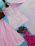 Pink Embroided Elegant Farshi Palazzo 3-Piece Set