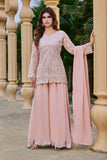 Peach Elegant Heavy Embroidered Palazzo Set ✨