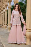 Peach Elegant Heavy Embroidered Palazzo Set ✨