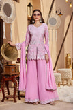Pink Embroided Elegant Farshi Palazzo 3-Piece Set