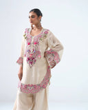 Georgette embroidery Kurta Set with Farshi Pants & Dupatta