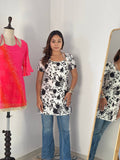 Black & white Designer Floral Print Kurti