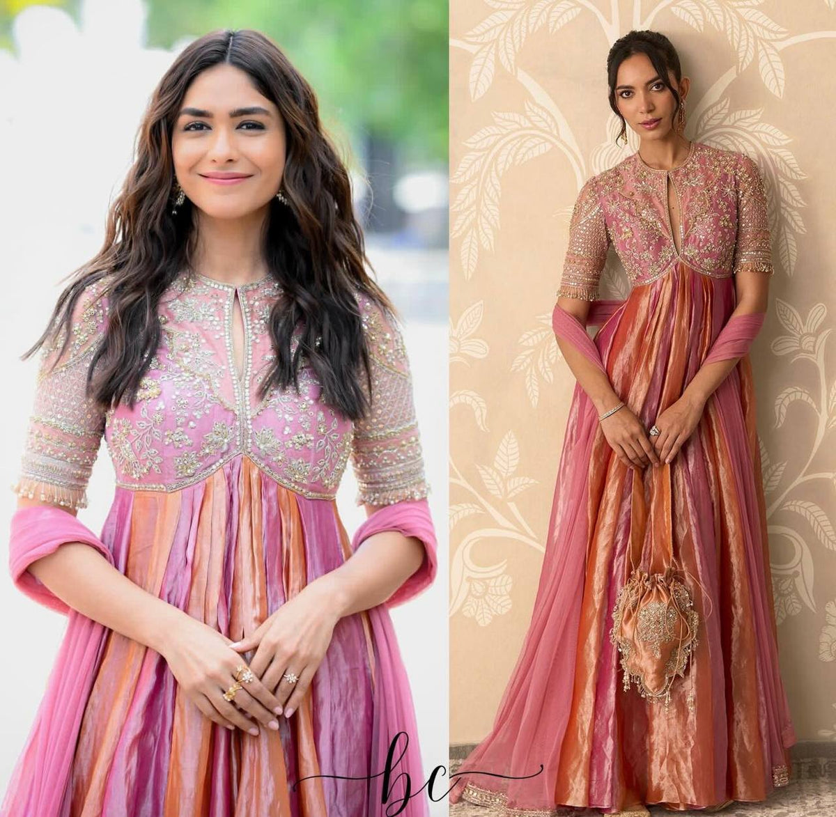 Elegant Embroidered Silk Gown Set