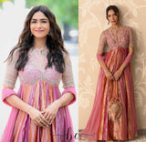Elegant Embroidered Silk Gown Set