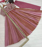 Elegant Embroidered Silk Gown Set