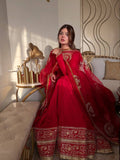 Red Vichitra Silk Anarkali Set