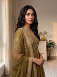 Elegant Embroidered Silk Gown Set
