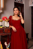 Red Mirror handwork Kurta Set with Palazzo & Dupatta