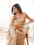 Brush Print Organza Silk Kurta Set