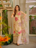 Elegant Organza Silk Kurta Set with Plazzo &amp; Dupatta
