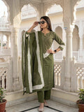 Festive Cotton green lehriya  Kurta Sets