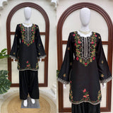 Embroidered Rayon Kurta Set with Farshi Salwar