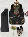 Embroidered Rayon Kurta Set with Farshi Salwar