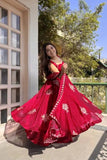 Red Anarkali Fendy silk  kurta set
