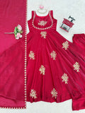 Red Anarkali Fendy silk  kurta set