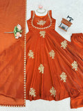 Orange Anarkali 3 piece suit set