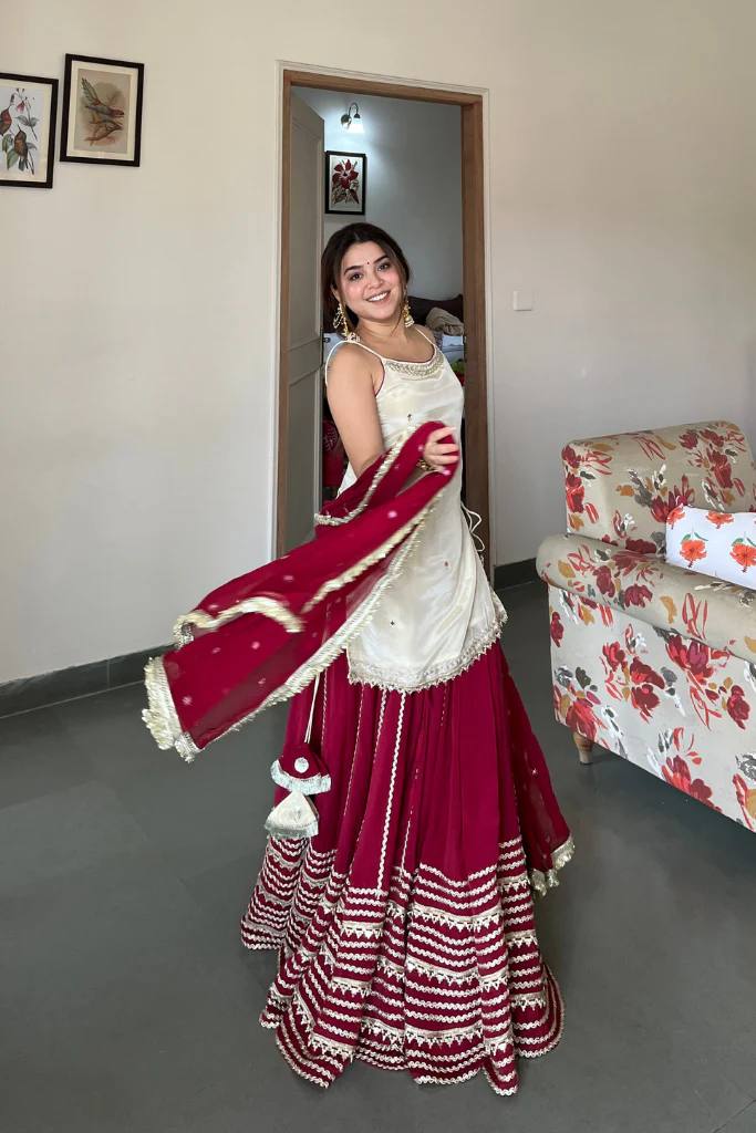 Fendy Silk Mirror Work Kurti with Lehenga Set for Women