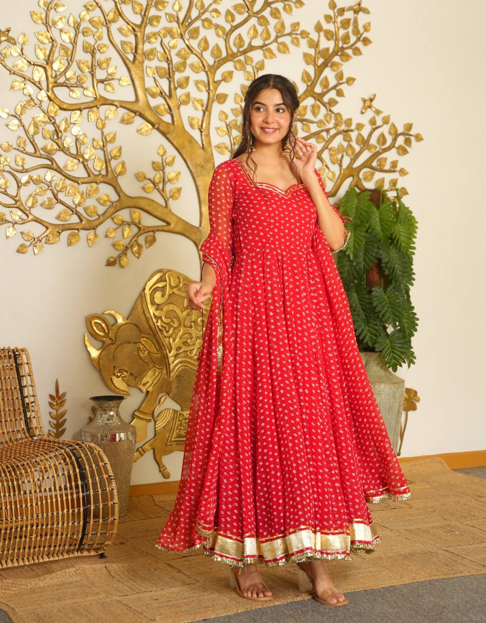 Rani Festive Bandhej Print Gown Set