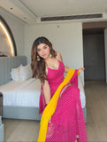 Pink Digital Print Mirror Work Sharara Set