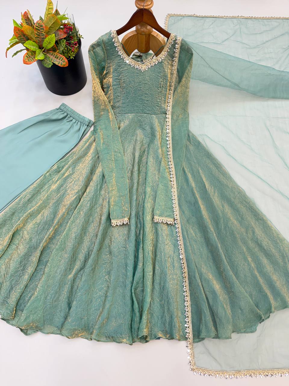Mirror Work Flared Gown Set