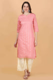 Pink chanderi Jacquard Weave Kurti - Style Like A Diva