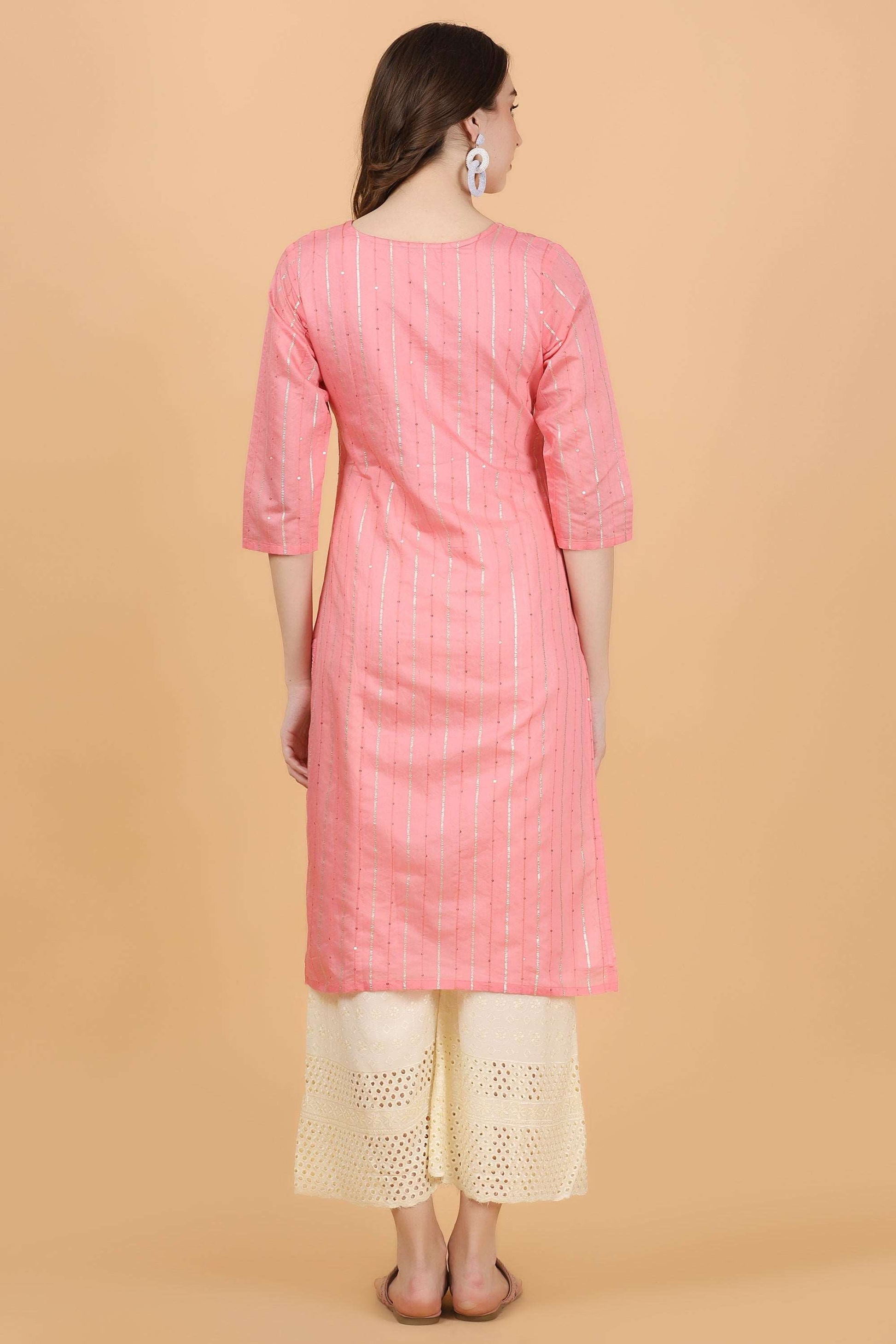 Pink chanderi Jacquard Weave Kurti - Style Like A Diva