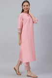 Pink Poly Silk Solid Kurta With Pant - Style Like A Diva