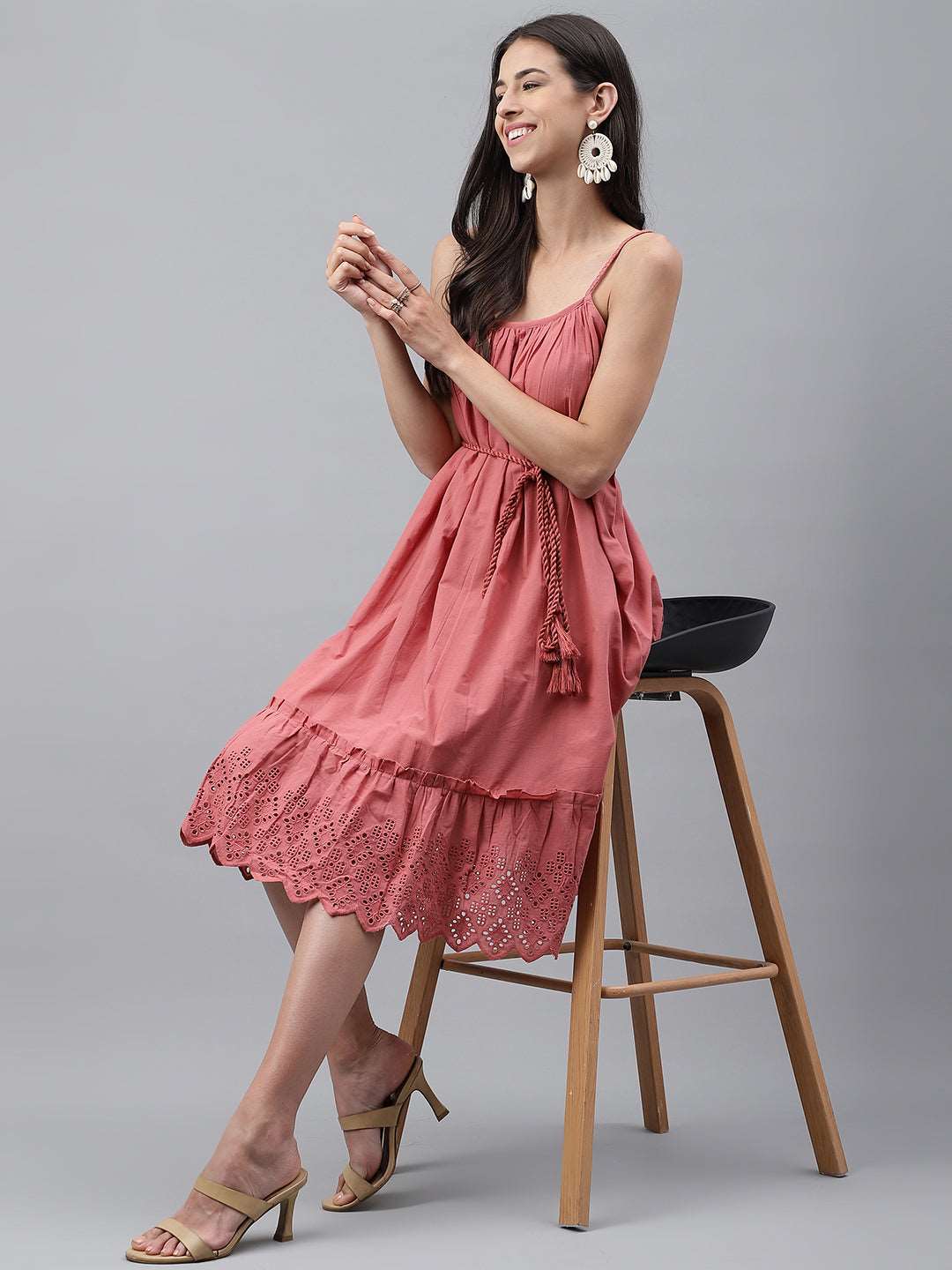 Rust cotton spaghetti dress - Style Like A Diva