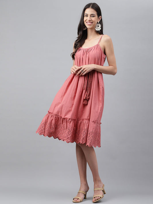 Rust cotton spaghetti dress - Style Like A Diva