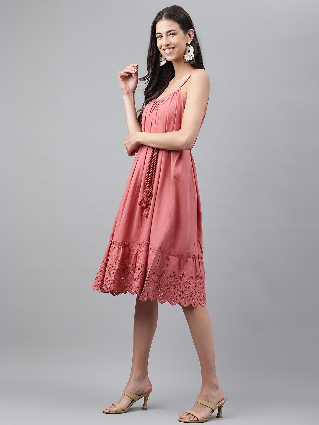 Rust cotton spaghetti dress - Style Like A Diva