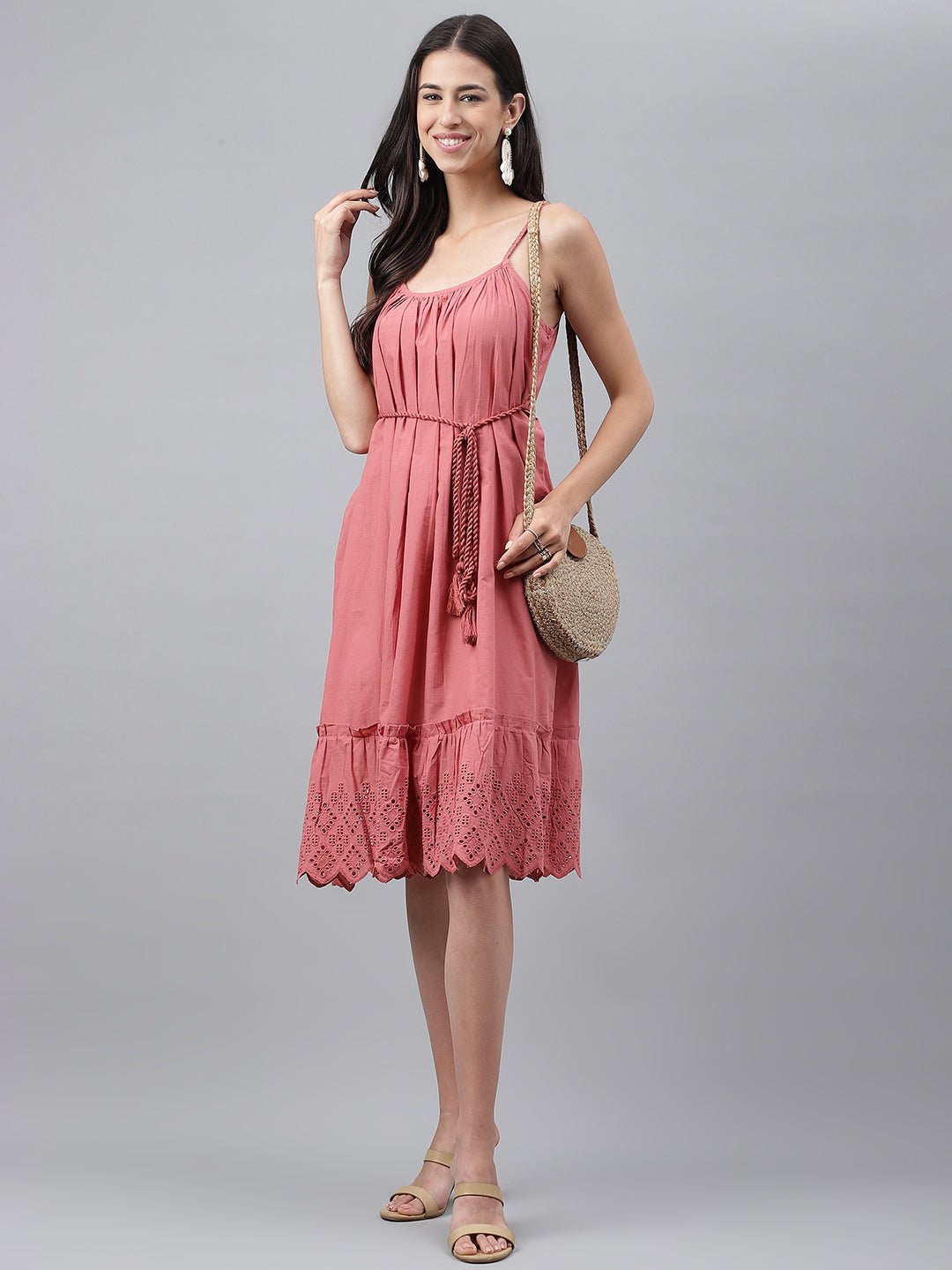 Rust cotton spaghetti dress - Style Like A Diva