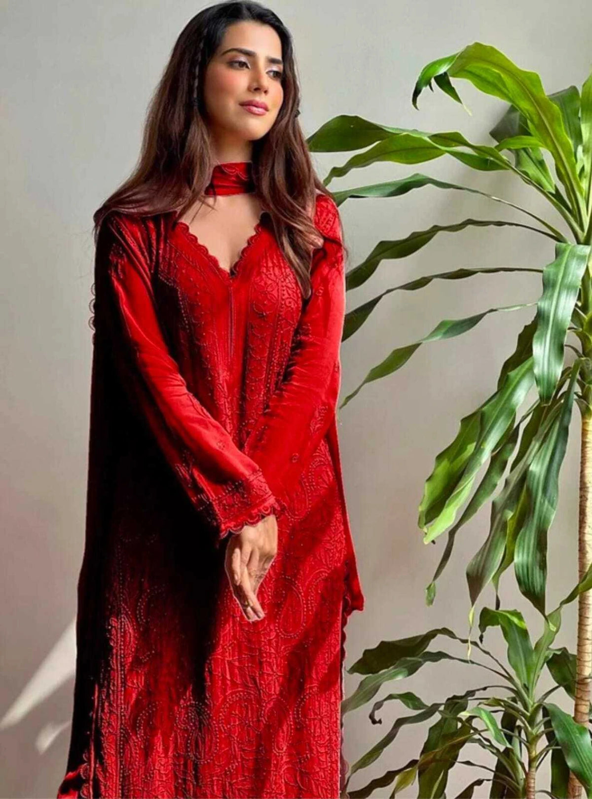 Embroidered Georgette Anarkali Suit Set for Women
