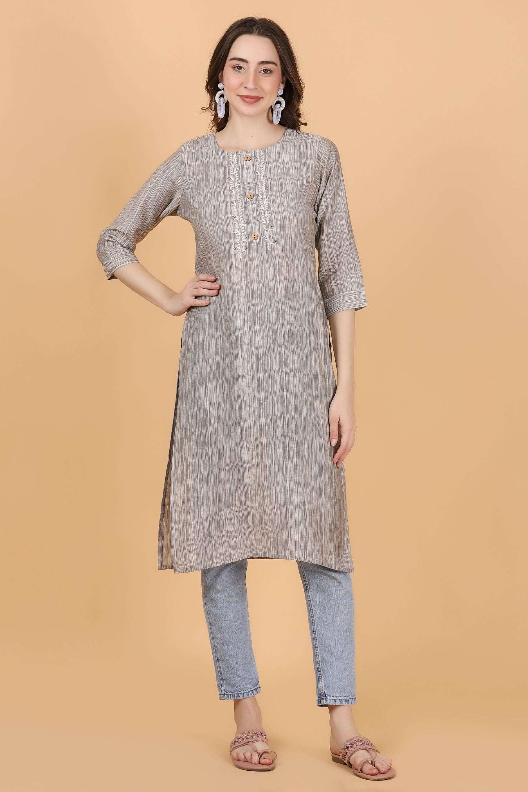 Vicos Modal Casual embroidered Kurta - Style Like A Diva