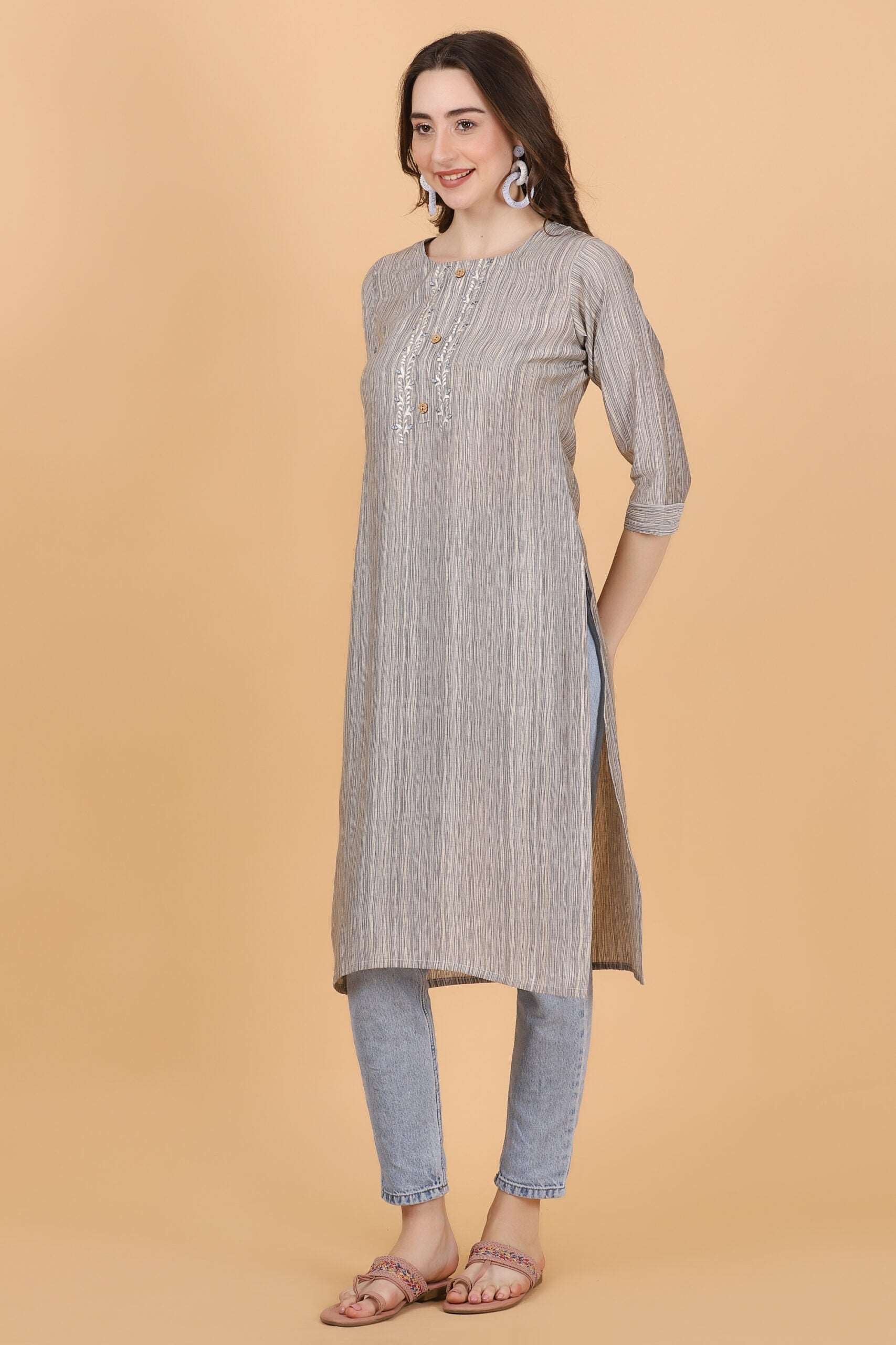 Vicos Modal Casual embroidered Kurta - Style Like A Diva