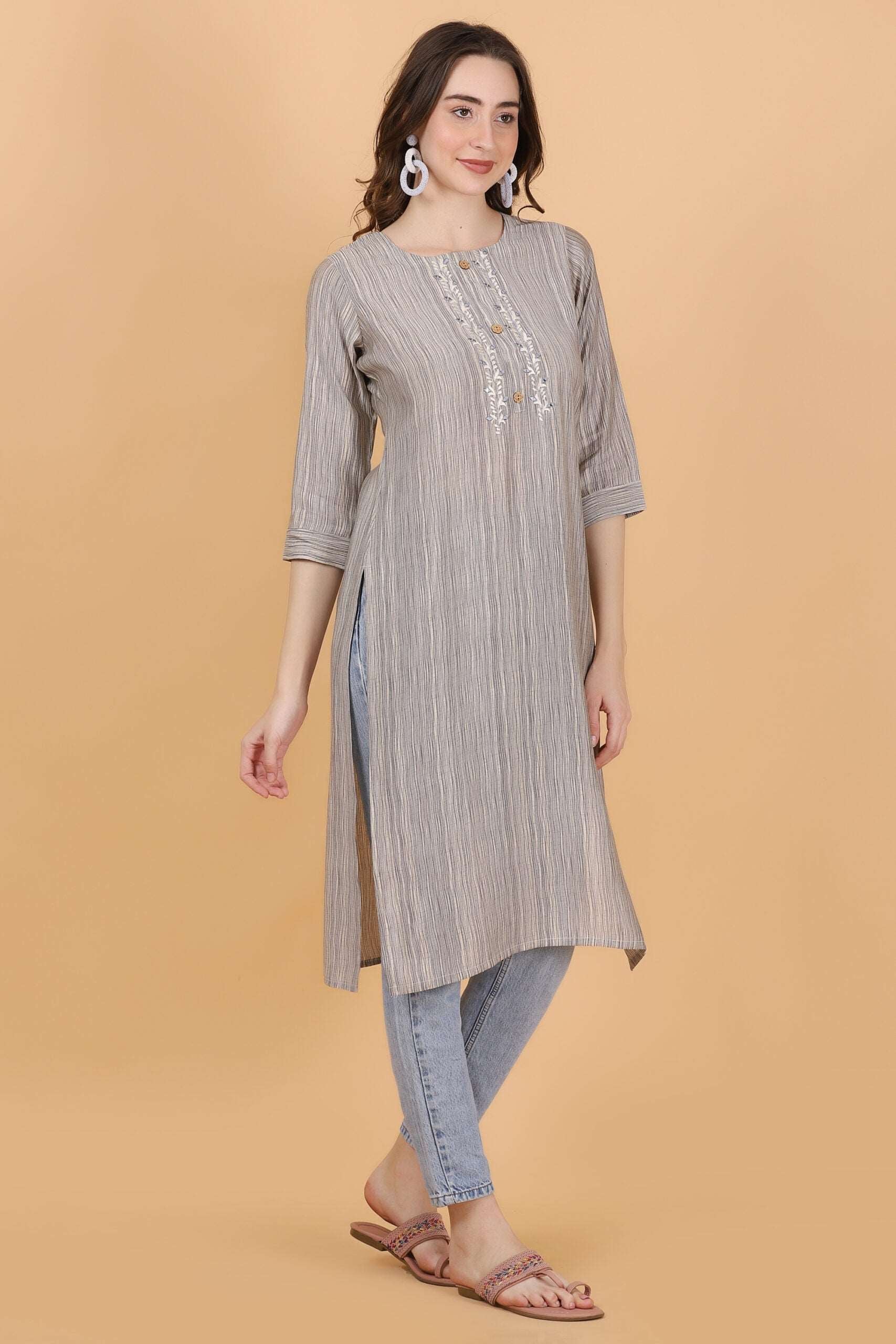 Vicos Modal Casual embroidered Kurta - Style Like A Diva