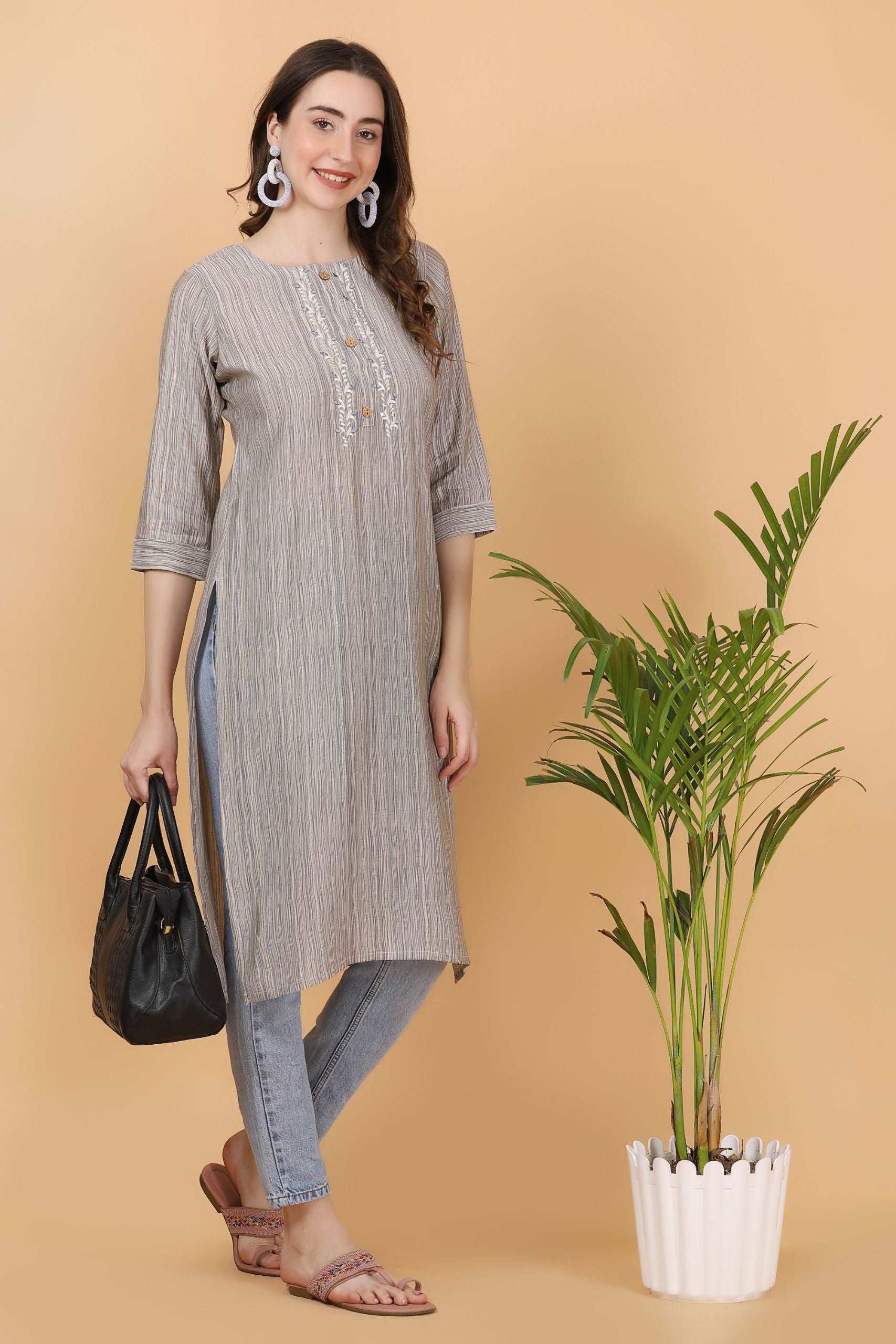 Vicos Modal Casual embroidered Kurta - Style Like A Diva