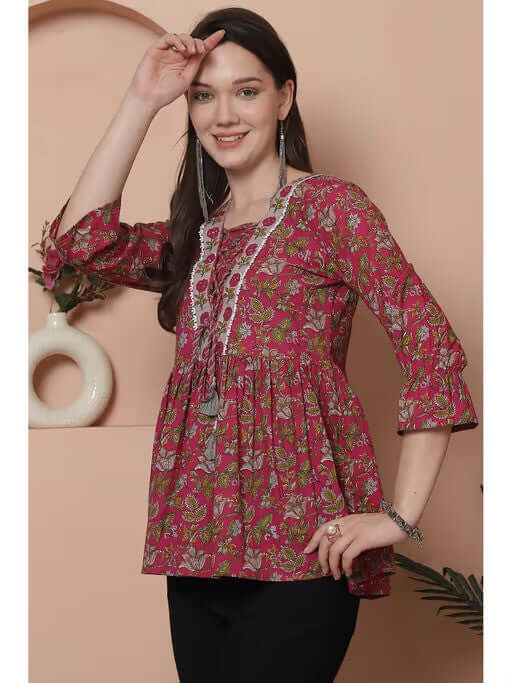 Women Floral Print Regular Fit Tunic - Style Like A Diva