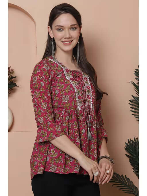 Women Floral Print Regular Fit Tunic - Style Like A Diva