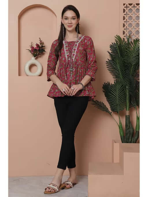 Women Floral Print Regular Fit Tunic - Style Like A Diva