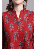 Womens Pure Cotton Maroon Jaipuri Printed Top - Style Like A Diva