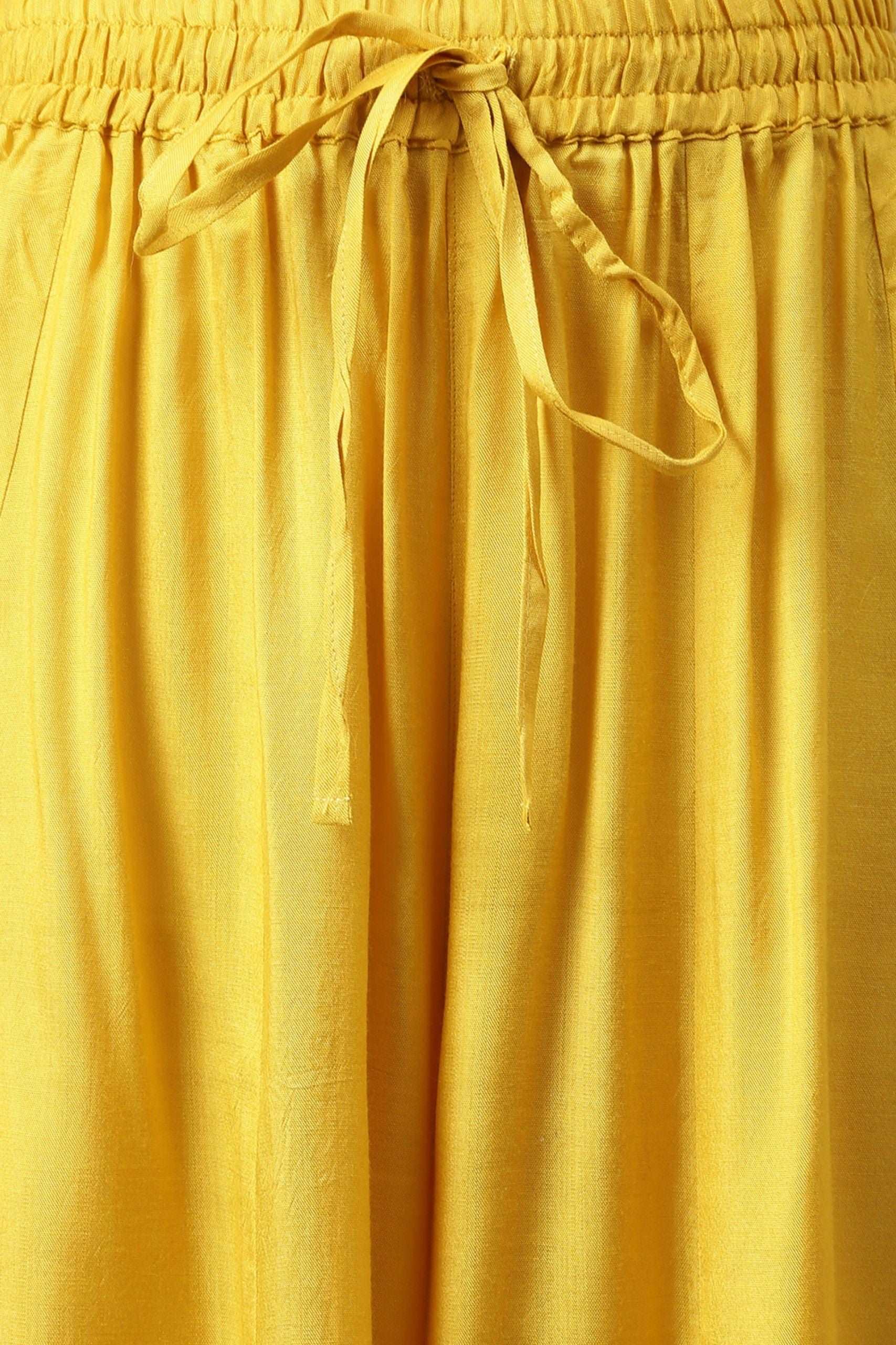 Yellow Chanderi Silk Woven 3 Piece Set - Style Like A Diva