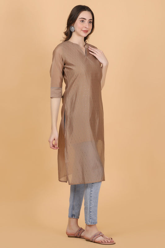 Women's Beige Chanderi kurti